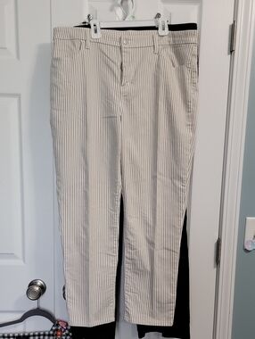 Chicos Striped Beige & White Womens Pants 2.5 / 14